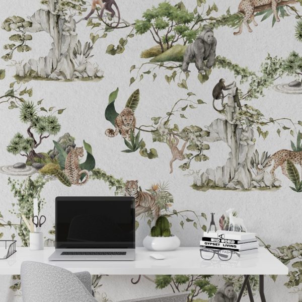 Tropical Animals Wallpaper With White Background