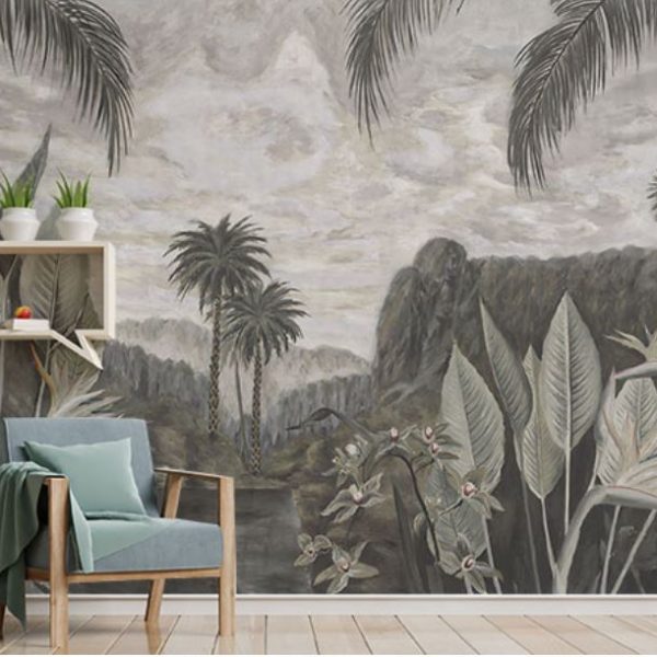 Tropical Pattern In The Lake 3D Wall Mural