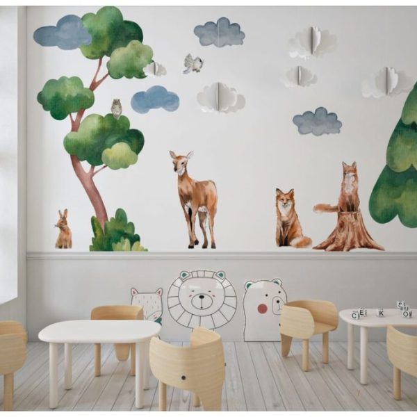 Foxes Rabbit Deer For Kids Nursery Wall