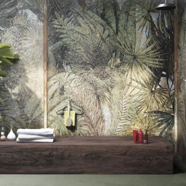 Antique Tropical Leaf Pattern Wall Mural
