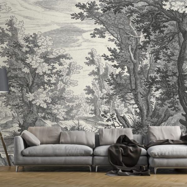 Tropical Black And White Wall Mural