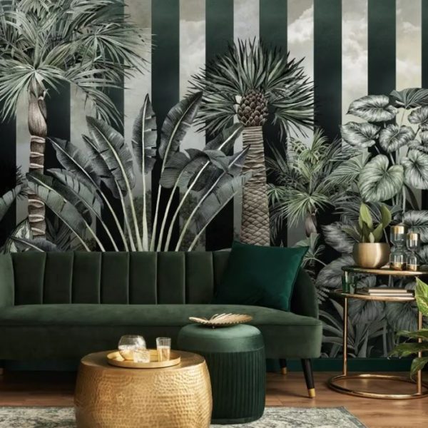 Green Thick Striped Pattern Wall Mural