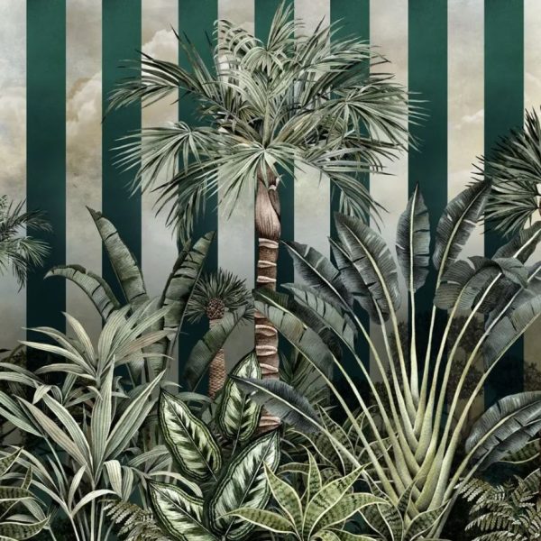 Green Thick Striped Pattern Wall Mural