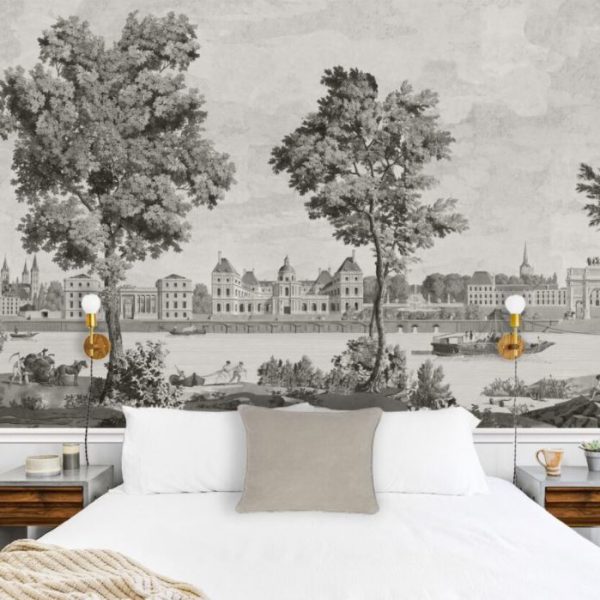 Black And White Scenery Garden Wall Mural
