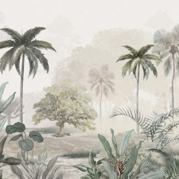 Soft Tropical Pattern Wall Mural