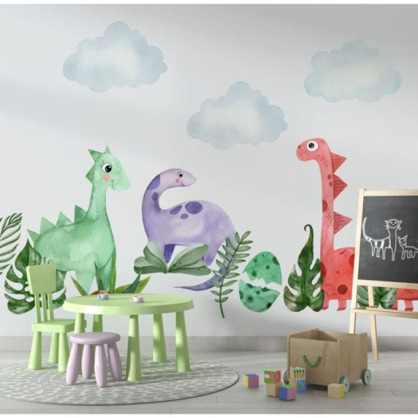 Tropic Leaves And Dinosaurs Wall Mural