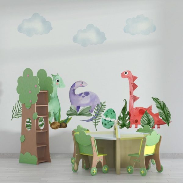 Tropic Leaves And Dinosaurs Wall Mural