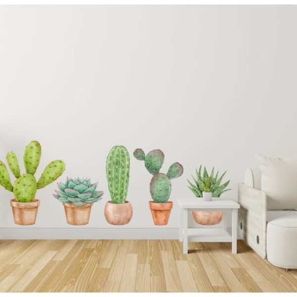 Green Cactus Types Wall Mural