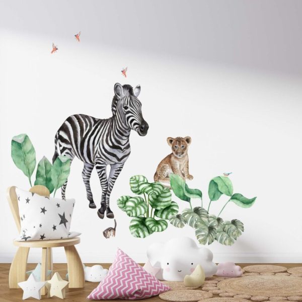 Zebra And Lion Cute Wall Mural