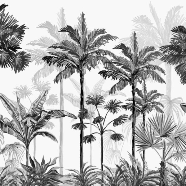 Black And White Tropical Wall Mural