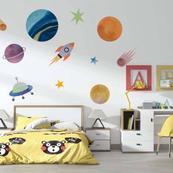 Planets Stars And Rocket Kids Wall Mural