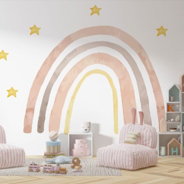 Stars And Rainbow Nursery Wall Mural