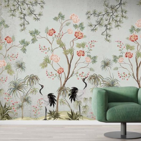 Chinoiserie Wallpaper , Birds And Blossom Wallpaper , Vintage Floral Wallpaper Mur8001 Mur8001 Mur8001