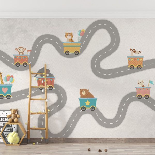 Animals In Traffic Kids Wall Mural