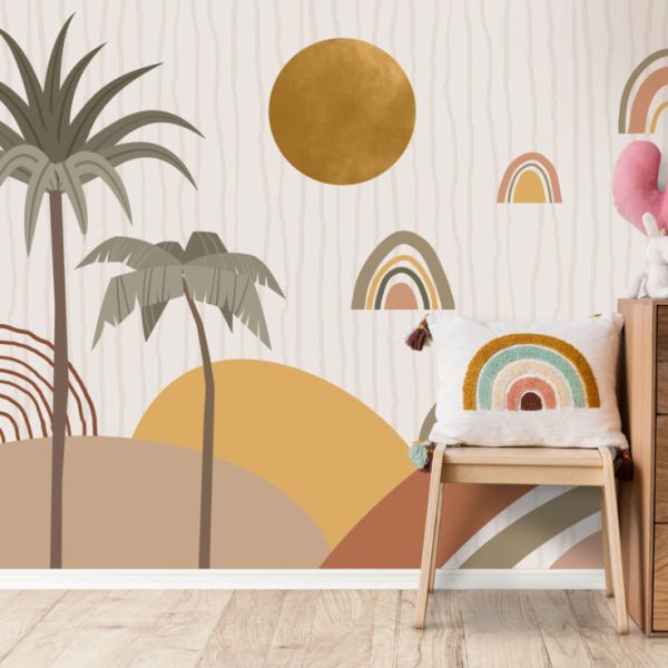 Palm Landscape Bohemian Colors Wall Mural