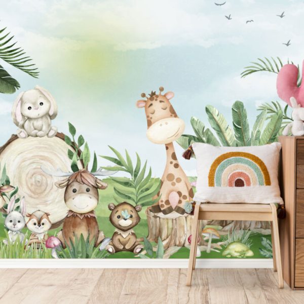 Cute Animals Forest 3D Kids Wall Mural