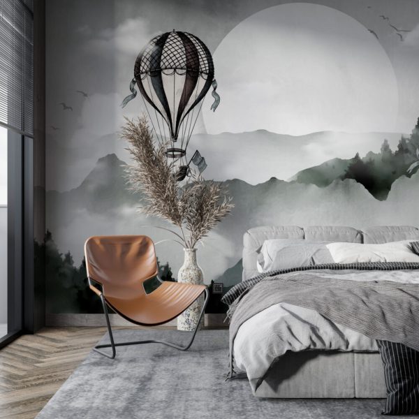Flying Balloons And Scenery Wall Mural