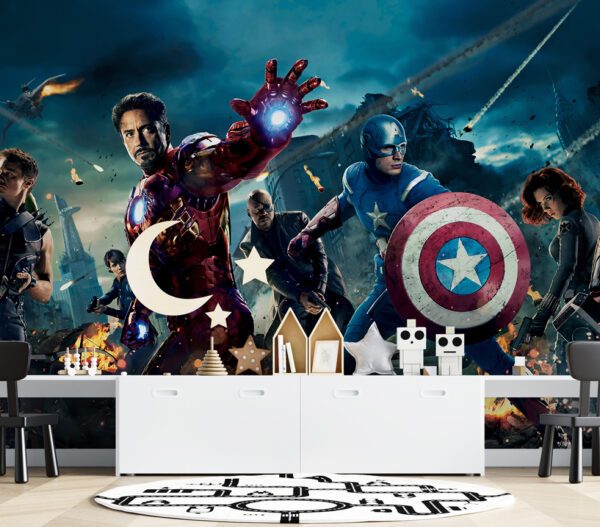 Iron Man Captain America 3D Wall Mural