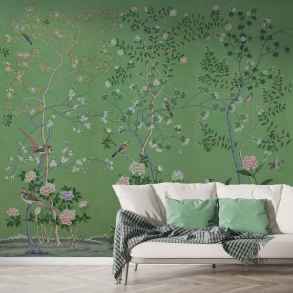 Flower Branch Green 3D Wall Mural