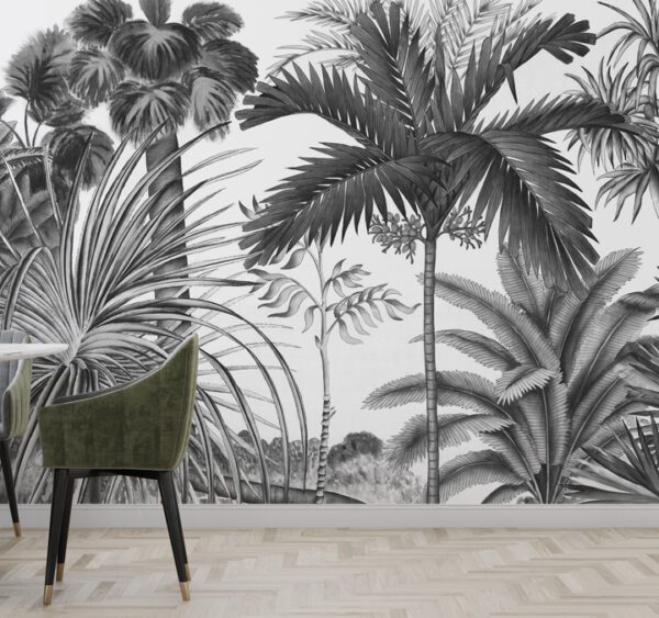Black And White Tropical Bird Wall Mural