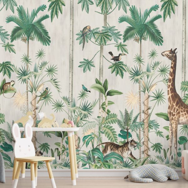 Animal Pattern Wallpaper Among Trees