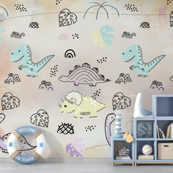 Cute Dinosaurs Kids Walll Mural Wallpaper