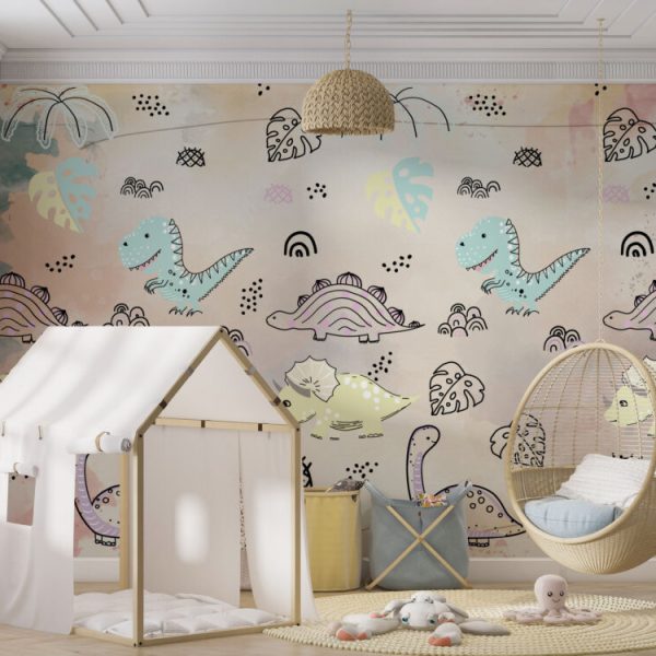 Cute Dinosaurs Kids Walll Mural Wallpaper