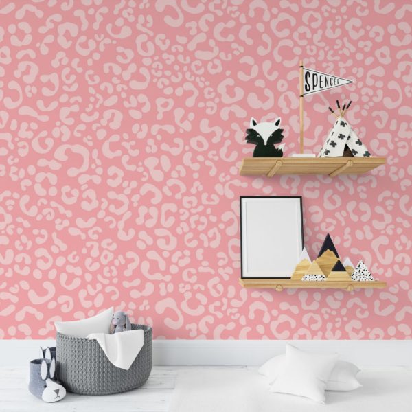 Pink Leopard Wall Mural Wallpaper