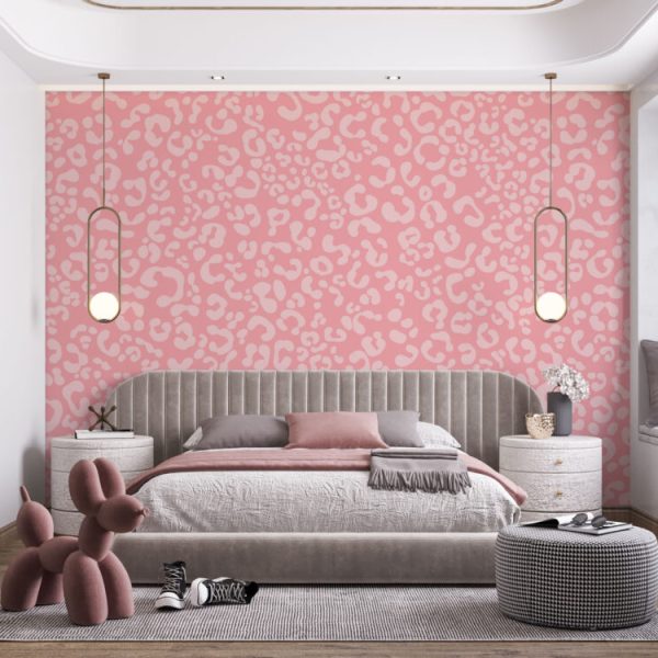 Pink Leopard Wall Mural Wallpaper