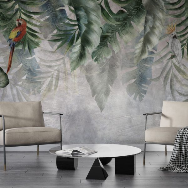 Parrot Hanging From Above Wall Mural