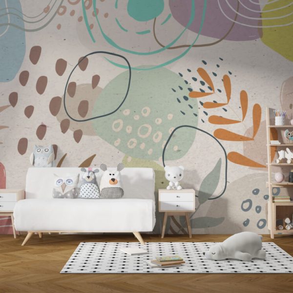 Floral And Geometric Pattern Wall Mural