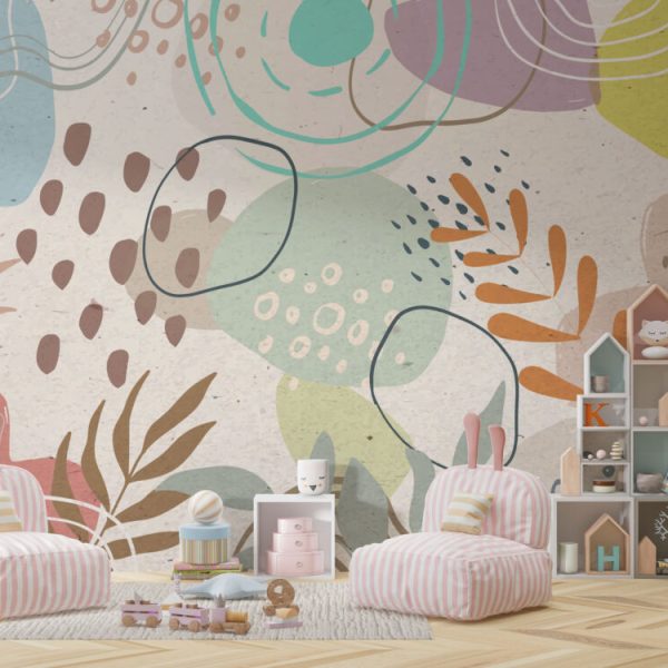 Floral And Geometric Pattern Wall Mural