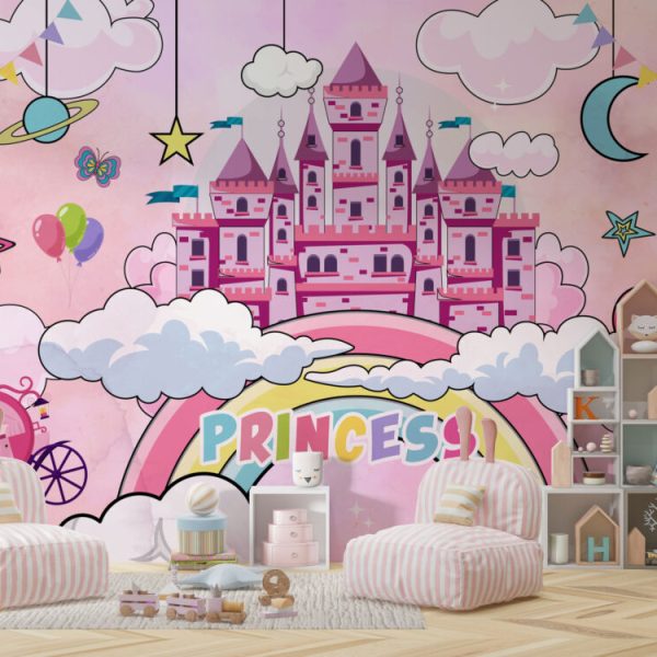 Princess Castle Boy Unicorn Wall Mural
