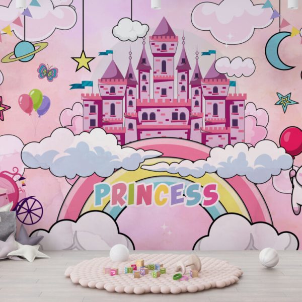Princess Castle Boy Unicorn Wall Mural