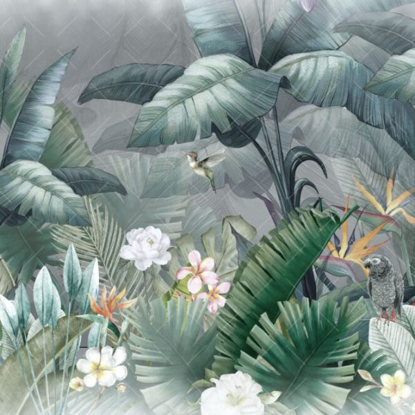 Bird And Flower Tropical Wall Mural