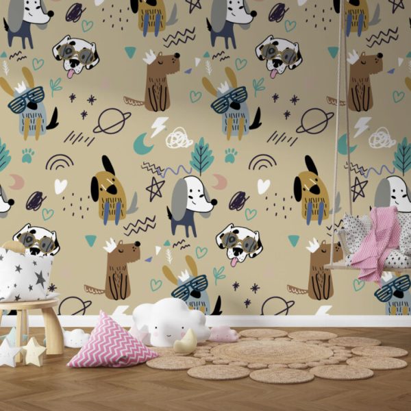 Cute Dogs 3D Wallpaper Wall Mural