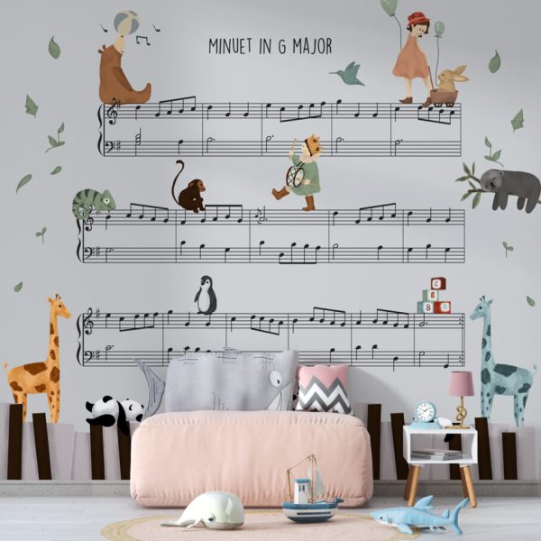 Animals Kids Room Music Lot 3D Wall Mural