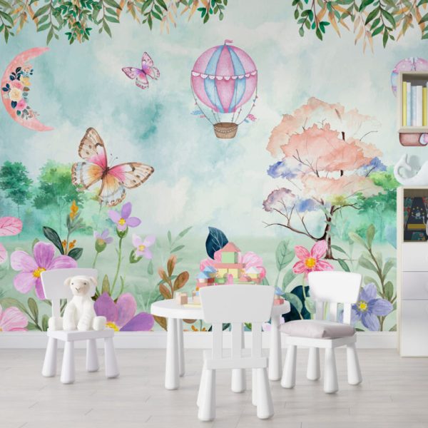 Butterfly Flying Balloon Wall Mural
