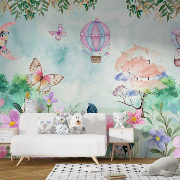 Butterfly Flying Balloon Wall Mural