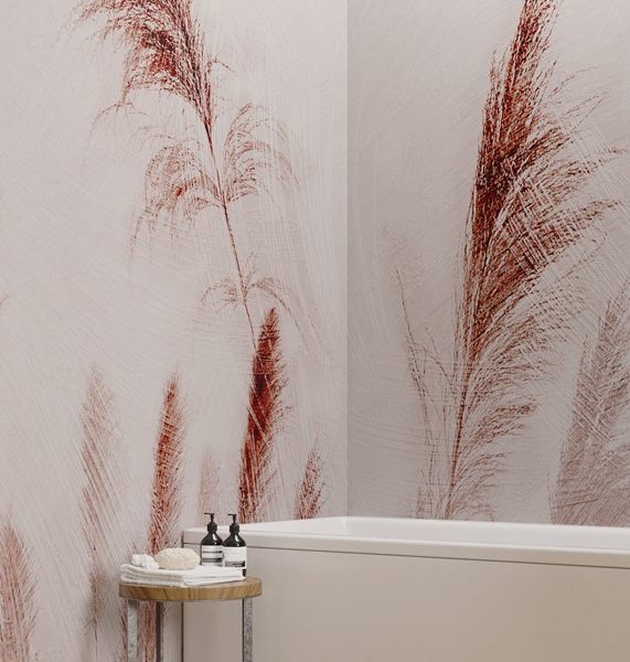 Pink Feather Leaves Wall Mural