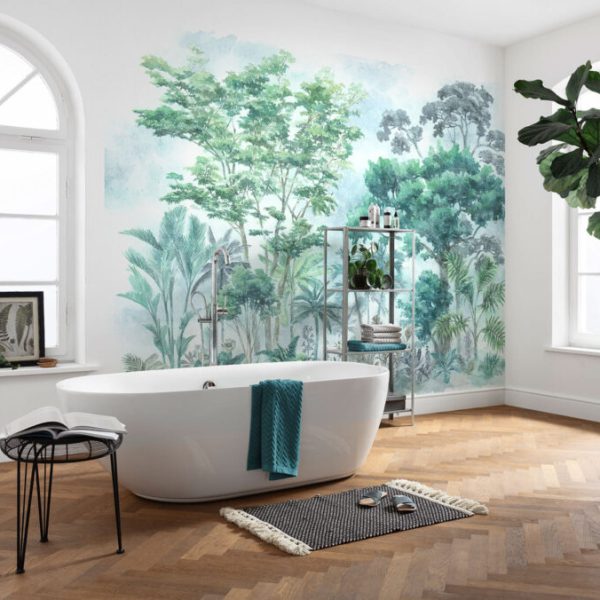 Forest With Watercolor Effects Wall Mural