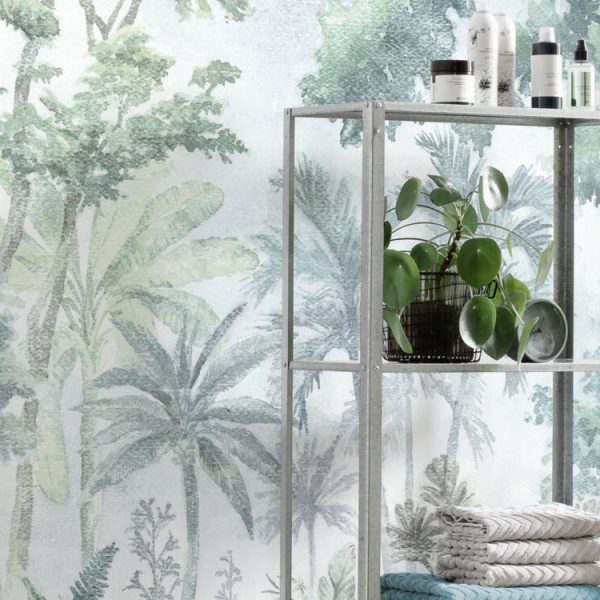 Forest With Watercolor Effects Wall Mural