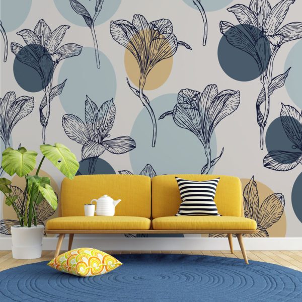 Lotus Flowers Blue Tones Wall Mural