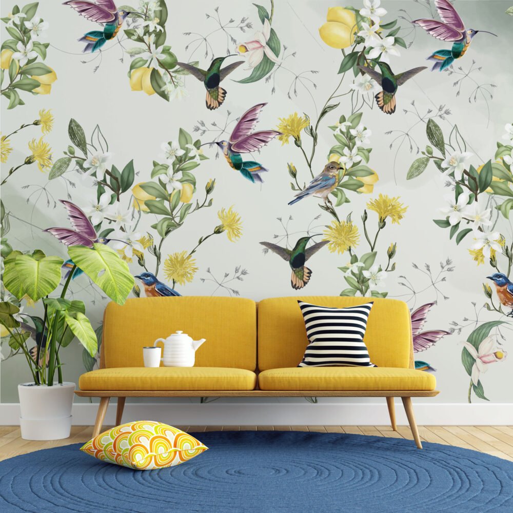 Lemon Tree and Birds Wall Mural