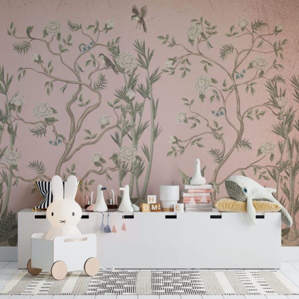 Soft Flowers And Birds Wall Mural