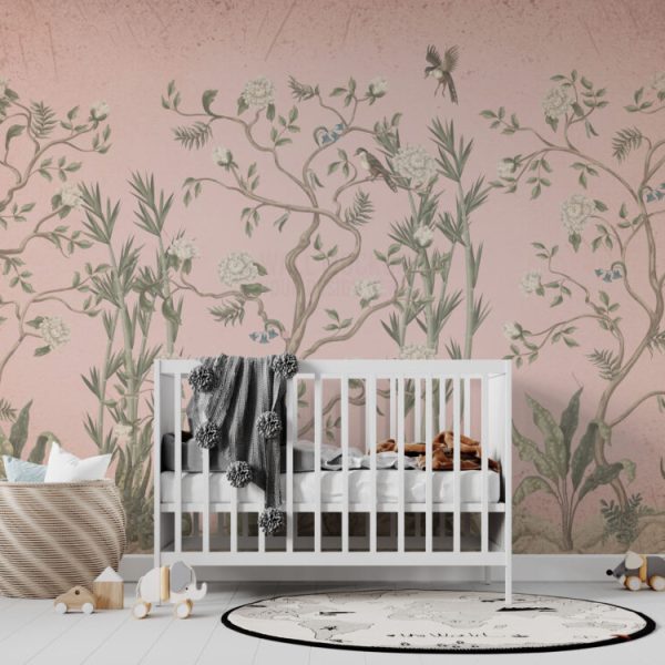 Soft Flowers And Birds Wall Mural