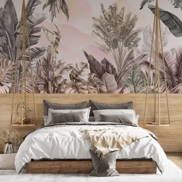 Tropical Tree And Leaves Wall Mural