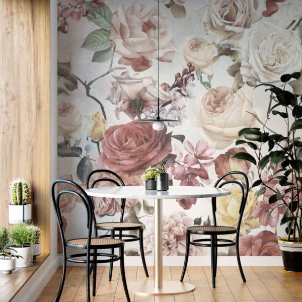 Soft Roses Wall Mural Wallpaper