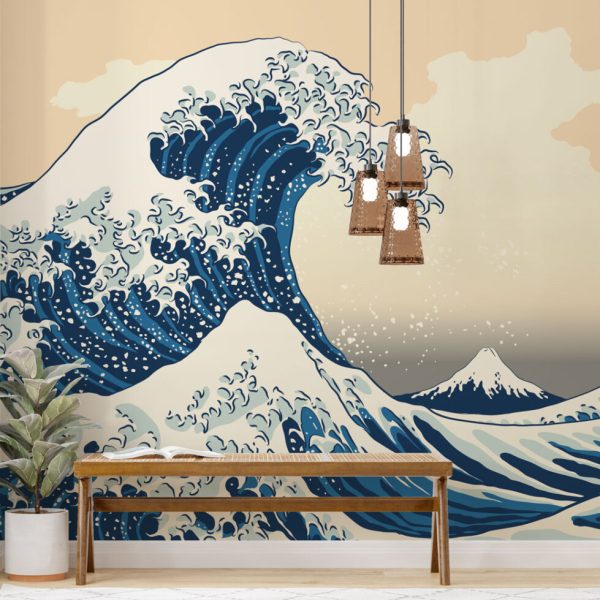 Big Waves And Mountain Wall Mural