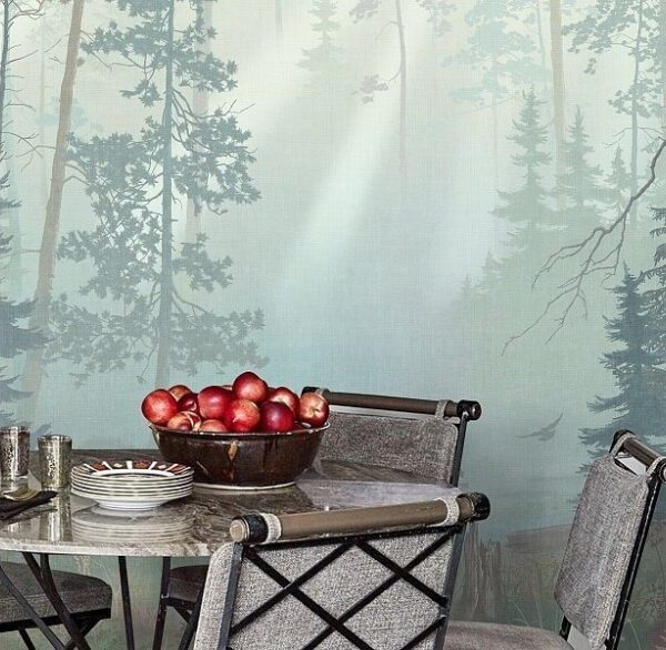 Animals In The Foggy Forest Wall Mural